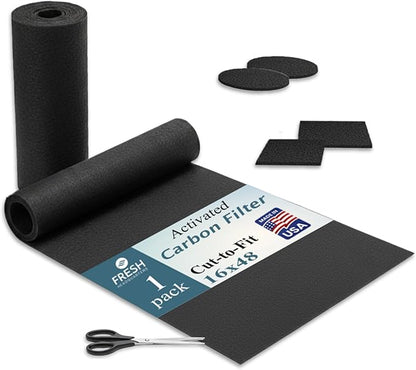 Activated Carbon Filter Pad - Cut to Fit Air Vent Filters for Home, AC, Furnace, Range Hood & Vent - Charcoal Filter Sheets Material for Dust, Odor, Smoke & Allergen Removal - 1 Pack