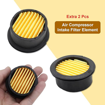 Pack of 2 Air Compressor Silencer with Replacement Elements, 1/4" Thread Air Compressor Intake Filter Silencer, 13mm Metal Air Compressor Filter Noise Muffler Replacement Parts