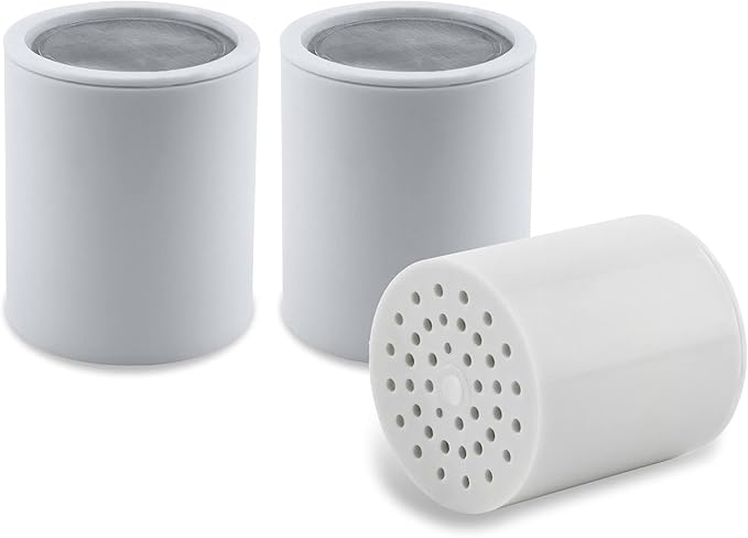 AquaBliss High Output Shower Filter Replacement Cartridge – Reduces Chemicals & Chlorine, Restores pH Balance, Glowing Skin, Strong Nails & Shimmering Hair – 3-Pack (SFC100)