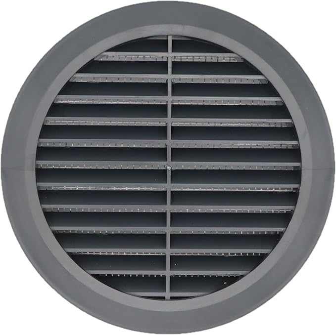 Graphite/Gray 5" Inch Round Ventilation Grille with Insect mesh. (Duct 5Ø / Grille 6Ø) Ventilation Applications. Indoor and Outdoor Vent Cover. Available 3 Sizes / 4 Colors.