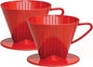 Fino Pour-Over Coffee Brewing Filter Cone, Number 2-Size, Red, Brews 2 to 6-Cups, Set of 2