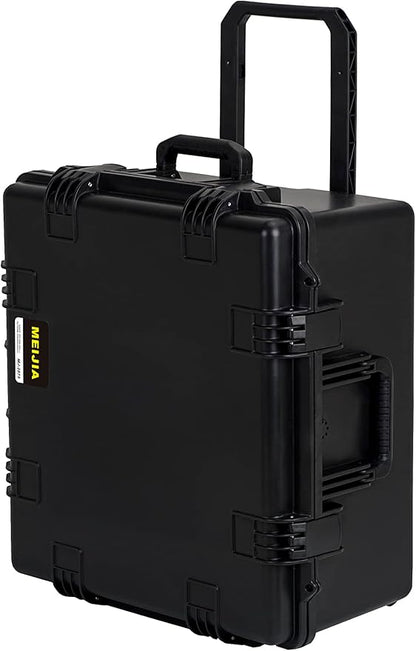 MEIJIA Portable All Weather Waterproof Hard Case, Camera Case with Customizable Fit Foam And Rolling Wheels, 24.8"X23.7"X13.17",Elegant Black