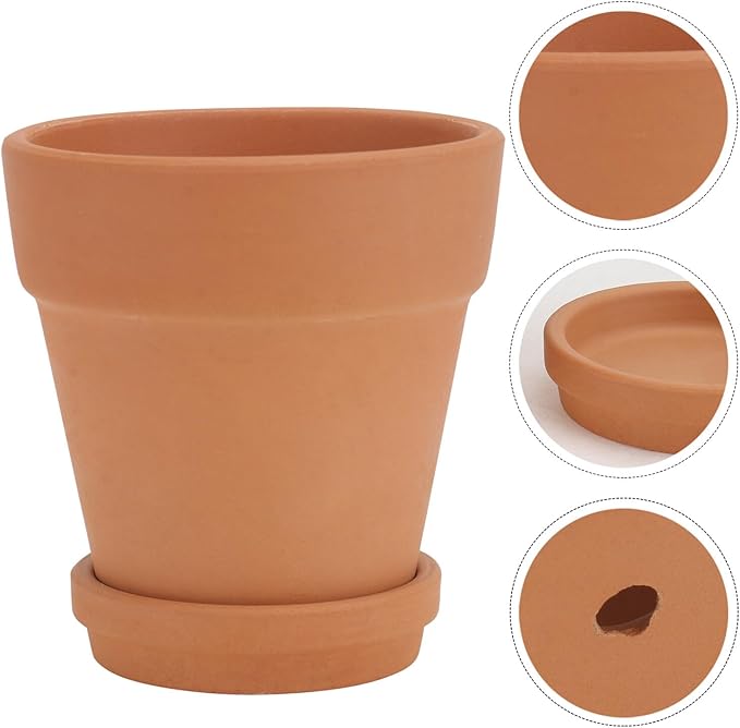 5pcs Red Terracotta Succulent Flower Pots with Saucers, Breathable Clay Planting Containers for Indoor and Outdoor Garden, 8x8cm Decorative Plant Pots Set