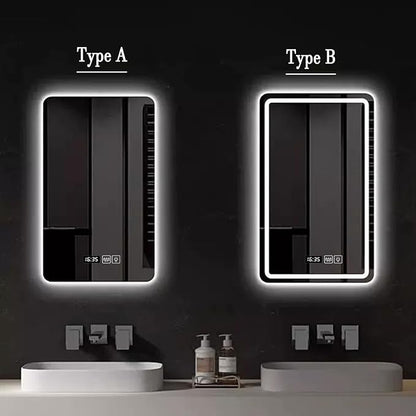 Bathroom Mirror with LED Lights, Backlit Illuminated Bathroom Mirror Wall Mounted Multifunction Vanity Mirror with 3 LED Light Color Dimmable and Demister Pad,(B,H60*W80CM/H23.6*W31.4IN)