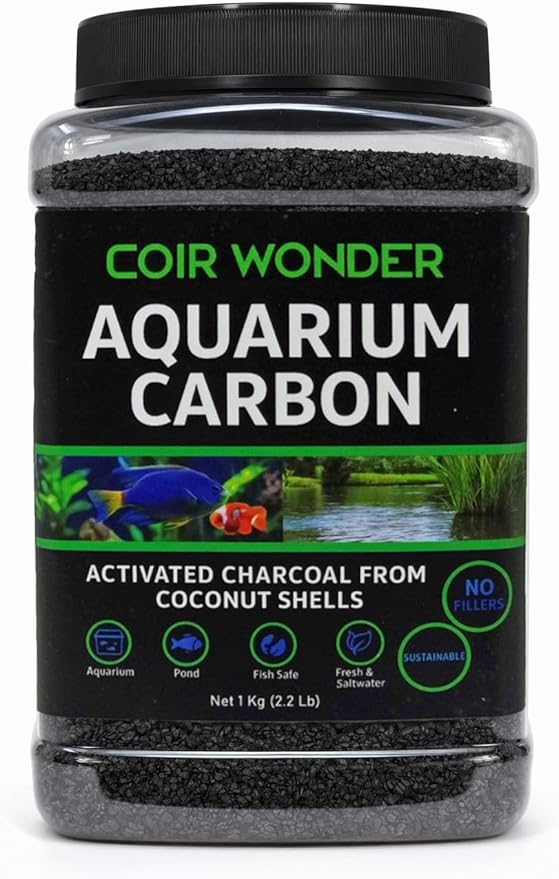 Aquarium Activated Carbon – Charcoal Filter Media Pellet Granules for Fish Tank & Pond – 1 Kg (2.2 lb) – Steam Activated Coconut Shell Carbon – Coir Wonder