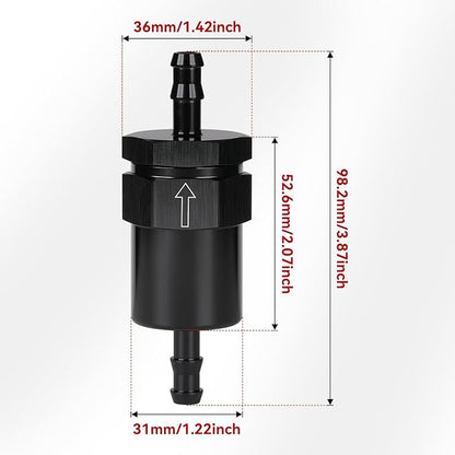 1/4" Billet Inline Fuel Filter 30 Micron Aluminum Black