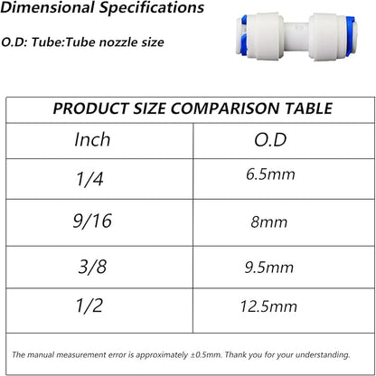 Water purifier adapter, 1/4 "FPT x 1/4" pipe quick connector, outer diameter 1/4 inch quick push plastic pipe connector, suitable for reverse osmosis filtration RODI system 5PC