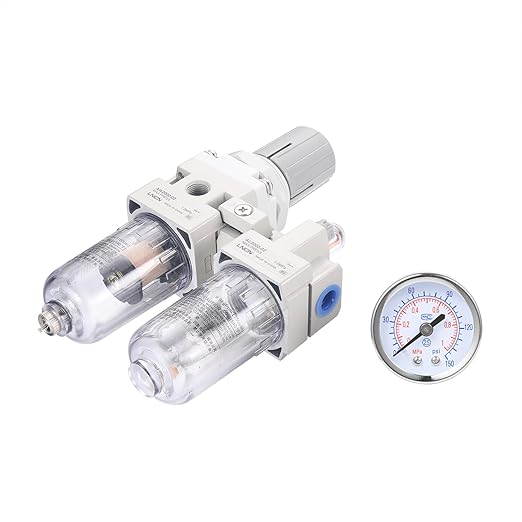 1/4 Inch NPT Compressed Air Filter Air Pressure Regulator Water-Oil Separator Trap Filter with Lubricator Cup