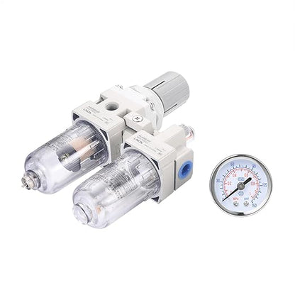 1/4 Inch NPT Compressed Air Filter Air Pressure Regulator Water-Oil Separator Trap Filter with Lubricator Cup
