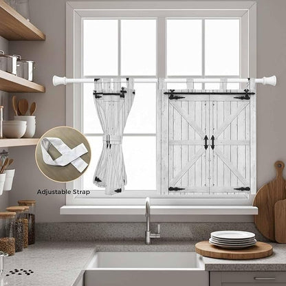 Farmhouse Wood Grain Kitchen Curtains 24 Inch Length, Small Window Curtains Tab Top, Vintage Country Barn Gate Grey Light Filtering Short Window Treatments Tier Drapes 27.5"x24" 2 Panel