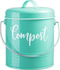 Teal Compost Bin - 1.3 Gallon Countertop Compost Bin with Lid - Rust Proof Compost Bucket - Teal Kitchen Decor