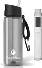 Survimate 5-Stage 0.01μm Ultra-Filtration Filtered Water Bottle, BPA-Free Material, NSF/ANSI 42&372 Certified, Portable Water Filter Bottle for Survival, Camping, Hiking, and Emergency Use