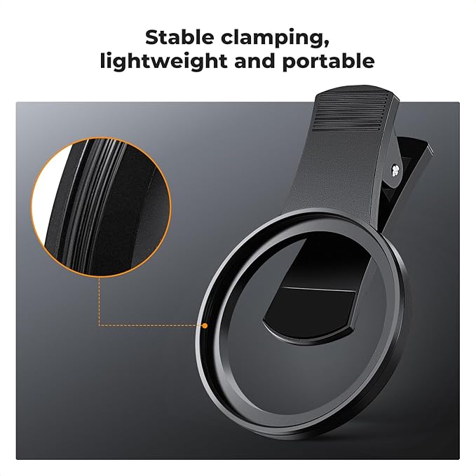 K&F CONCEPT 67mm Clip-on Black Diffusion 1/4&CPL Phone Camera Lens Filter Kit, Mist Cinematic Effect Filter Compatible with iPhone 16 15 14 13 12 11, for Video/Vlog/Portrait Photography