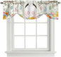 Easter Tie Up Valance Curtains for Windows, Kitchen Curtains Window Shades, Spring Farmhouse Watercolor Bunny Eggs Wood Grain Light Filtering Roman Curtain Valances for Bedroom/Bathroom/Cafe 54"x18"