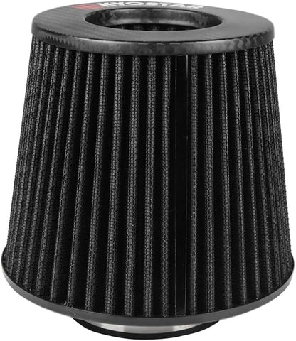 KYOSTAR Carbon Fiber 3" (76mm) High-Flow Air Filter, Reusable Cone Cold Air Intake, High Performance, Washable, Clamp-On Car High Flow Dry Air, Flange Diameter: 3 Inch, Filter Height: 6.7 Inch, Black