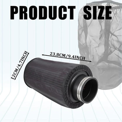 Cold Air Intake Filter Cover, Thickened Dust-proof Water-proof Motorcycle Universal Air Intake Cover Filter Sock Compatible with Harley Davidson Touring, for High Flow Cone Air Filter (L)