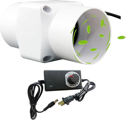 2 Inch 12V Inline Duct Fan 6W Air Vent Fan Booster Pet Indoor Vent Blower for Greenhouse Bathroom Tent Room Basement Attic (Color : White, Size : Adjustable Speed)