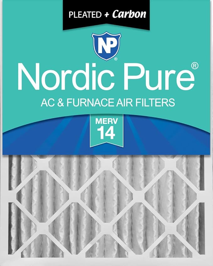 Nordic Pure 18x24x4 (Actual Size: 17 1/2 x 23 3/8 x 3 5/8) Pleated Air Filters MERV 14 Plus Carbon 1 Pack