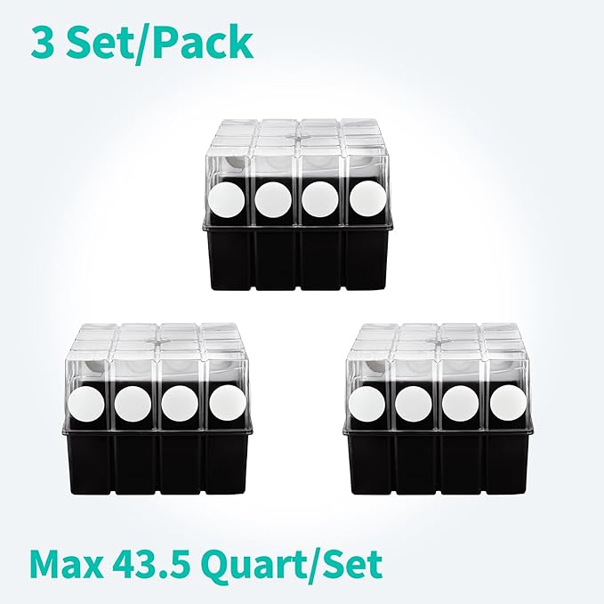 3 Set Mushroom Grow Kit Monotub with Filter Disks 43.5 Quart Vegetable Planting Tray Mini Greenhouse Germination Box for Seeds Growing Starting
