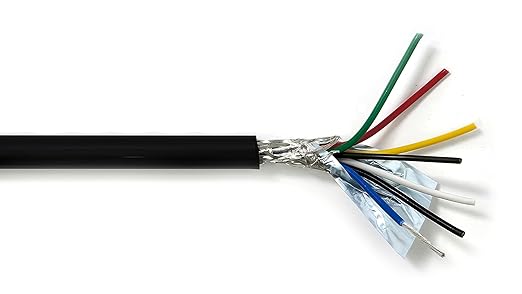 6C 20AWG AMSB Shielded Cable Wire (UL2464) - Highly Flexible Str TC, PVC Ins, OS+TC BRD, PVC JKT for CNC Machine, Stepper Motor, VFD Spindle (Matte Black 100FT)