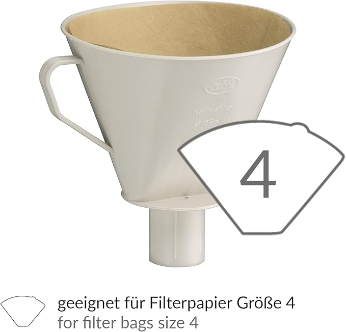 alfi Aroma Plus, Oatmeal Beige, Plastic Coffee Filter for Paper Size 4, Brew Coffee Filtered Directly in the Jug, Spout, with Handle, Dishwasher Safe, BPA Free