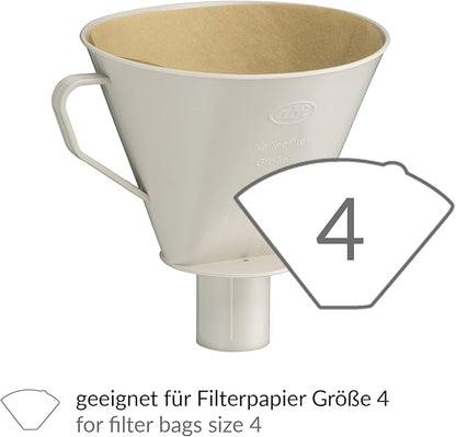 alfi Aroma Plus, Oatmeal Beige, Plastic Coffee Filter for Paper Size 4, Brew Coffee Filtered Directly in the Jug, Spout, with Handle, Dishwasher Safe, BPA Free