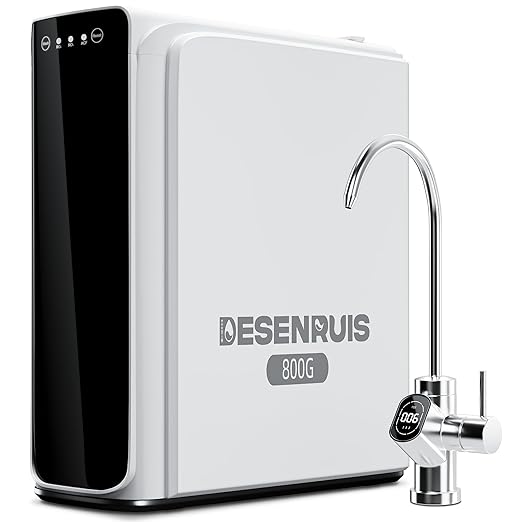 Reverse Osmosis System, Dual RO Water Filter, 800 GPD Fast Flow, 3:1 Pure to Drain, Tankless Under Sink RO System, Reduce PFAS & TDS, Smart LED Faucet