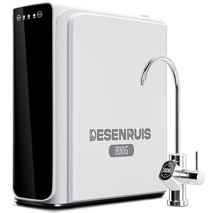 Reverse Osmosis System, Dual RO Water Filter, 800 GPD Fast Flow, 3:1 Pure to Drain, Tankless Under Sink RO System, Reduce PFAS & TDS, Smart LED Faucet