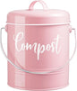 Compost Bin Kitchen, 1.3 Gallon Farmhouse Kitchen Compost Bin Countertop, Indoor Countertop Compost Bucket with Lid and Charcoal Filters, Pink