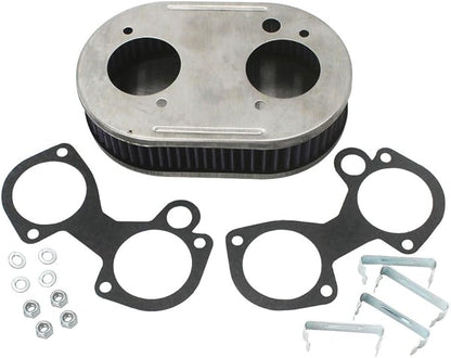 KIPA Air Filter assembly For arbuertor DCOE 40DCOE 45DCOE 48DCOE 40 45 45 mm Stainless Plate washable filter element 1 3/4" Tall With Mounting gasket hardware 56-1310 OEM # 99217.517 99217517