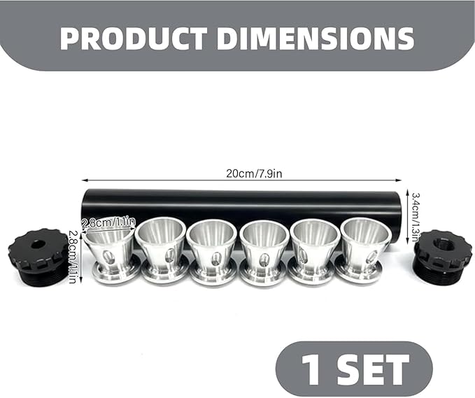 Aluminum Fuel Filter Cleaning Kit in Black | 1/2" x 28 Thread with Multiple End Caps | Industrial-Grade Automotive Maintenance Tool for Fuel System