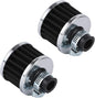 PTNHZ Universal 2 PCS 12mm Auto Cone Mini oil Air Intake Filter Crankcase Vent Valve Cover Breather Filter Flow Air Filters Black