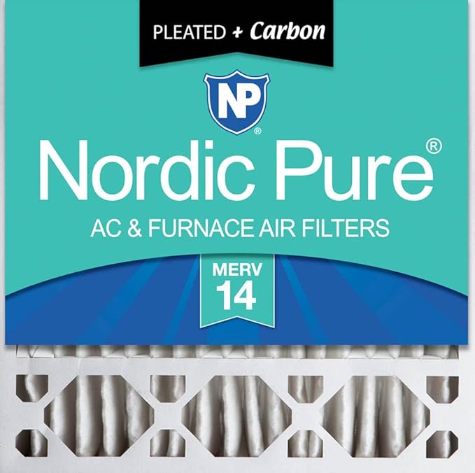 Nordic Pure 20x20x5 (Actual Size: 19 5/8 x 19 7/8 x 4 3/8) Honeywell Replacement Furnace Filters MERV 14 Plus Carbon 1 Pack