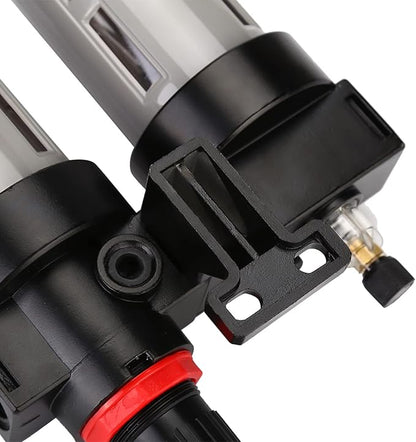 PT1/2 Compressor Filter Kit High Efficiency Air Pressure Regulator with Oil Water Separator for Pneumatic Tools Durable Plastic Construction 60CC Water Cup 90CC Oil Cup