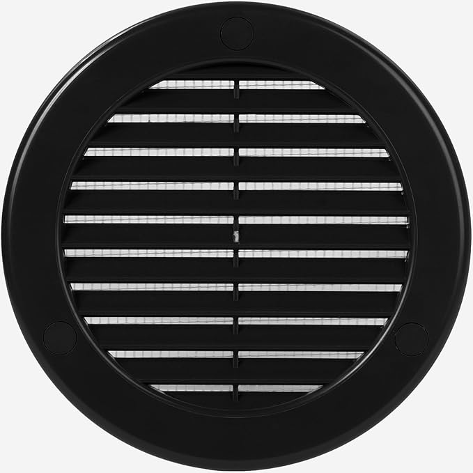 Vent Systems 4" Inch (Opening Dimensions) - Pack of 10 - Black Soffit Vent Cover - Plastic Round Air Vent Grille - Built-in Mesh Screen - HVAC Register Louver for Bathroom, Home, Kitchen