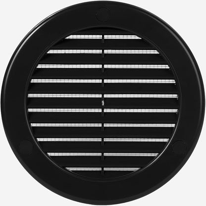 Vent Systems 4" Inch (Opening Dimensions) - Pack of 50 - Black Soffit Vent Cover - Plastic Round Air Vent Grille - Built-in Mesh Screen - HVAC Register Louver for Bathroom, Home, Kitchen