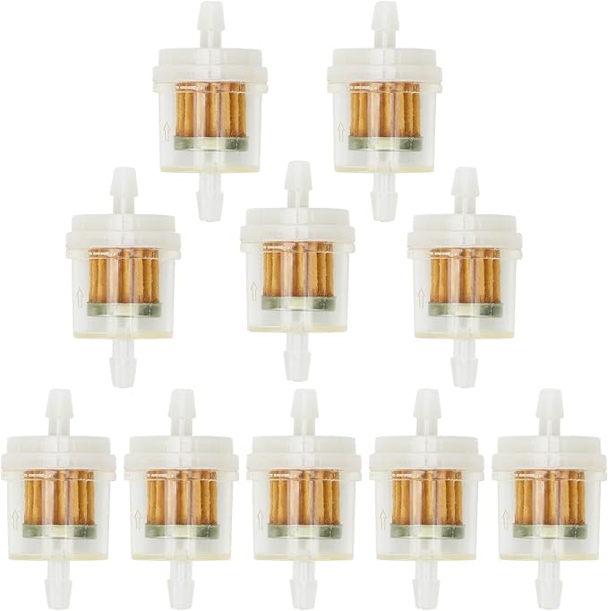 Inline Fuel Filter 1/4" Replace for Motorcycle Mini Bike Dirt Bike Moped ATV Scooter Go Kart Small Engine Lawn Mower Snow Blower Parts Universal 40 Micron Gas Fuel Filter 10 Pack