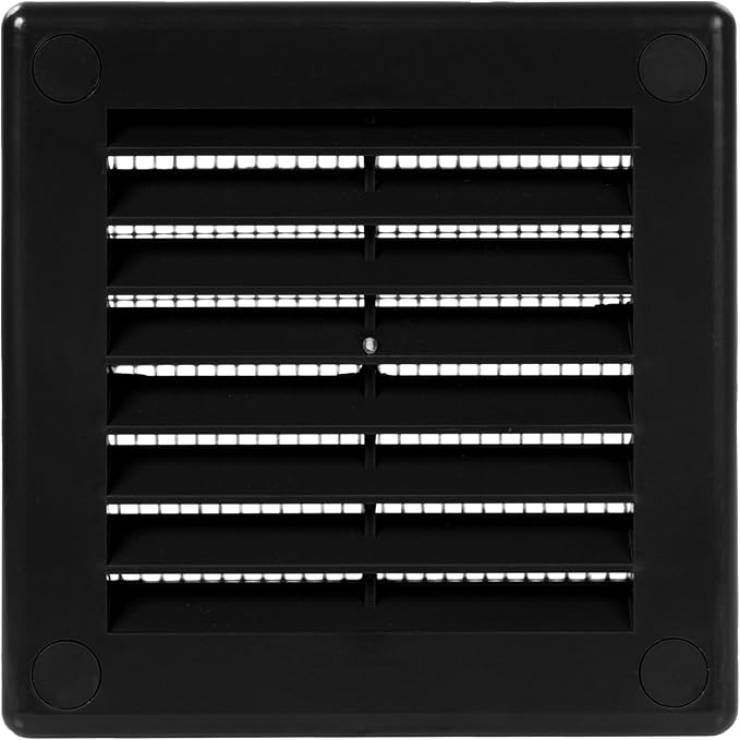 Vent Systems 3" x 3" Inch (Opening Dimensions) - Pack of 5 - Plastic Black Soffit Vent Cover - Flat Square Air Vent Grille - Air Vent Deflector - HVAC 4" x 4" Inch (Overall Dimensions)