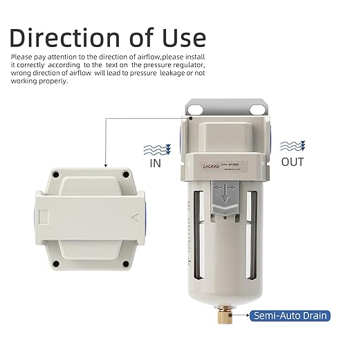 Air Line Filter,3/8" NPT Port for Clean Air System AF3000-03,Air Dryer for Compressor,0-150PSI,5 Micron Brass Element,Semi-Auto Drain, Poly Bowl,Bracket