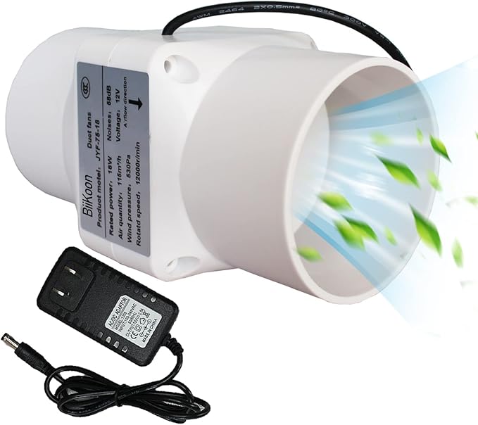 3 Inch Inline Fan 68 Cfm Exhaust Duct Fan with Speed Controller 12V 18W Vent Blower for HVAC Exhaust Grow Tents, Low Noise (Color : NO Adjustable Speed, Size : 18w)