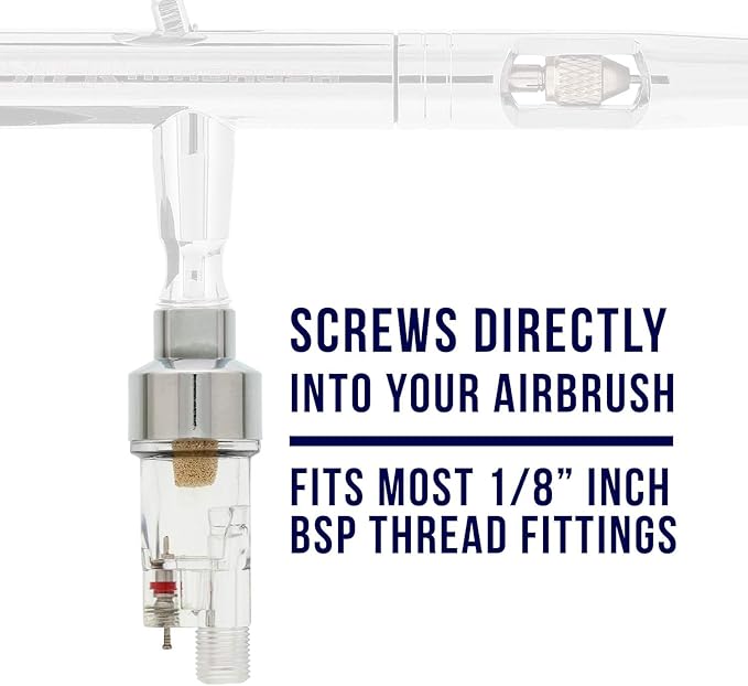 Master Airbrush In-Line Mini Air Filter Water Trap - 1/8" BSP Threads - Airbrush Moisture Trap & Air Compressor Accessory (Connects directly onto airbrushes and hoses with 1/8" threads)