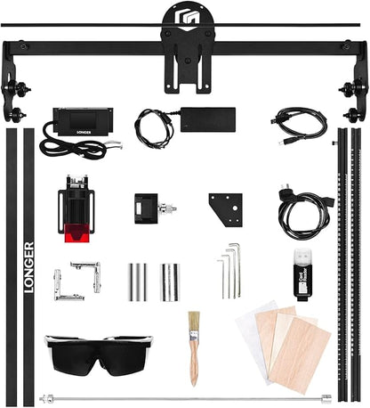 Longer Ray5 Laser Engraver, 10W Laser Cutter, 0.06 * 0.06 mm Precision Laser Engraver for Acrylic, Wood, and Metal with Emergency Stop, 3.5-inch Touch Screen for DIY