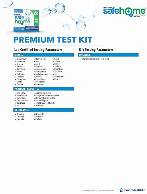 Safe Home® 50-in-1 Premium Drinking Water Test Kit – Test at our EPA Certified Laboratory – Home Inspections, Mortgage Loans, Real Estate Transactions, & More