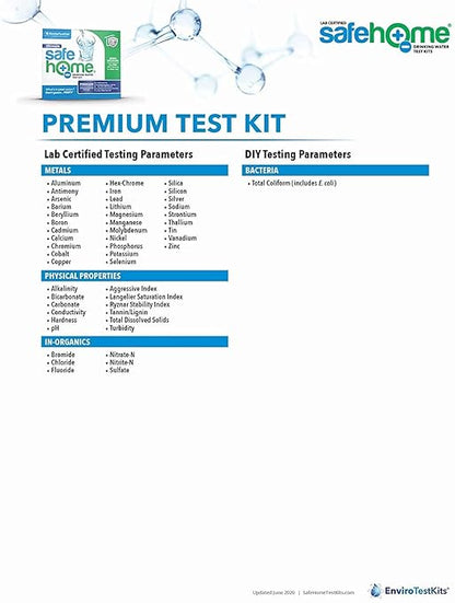 Safe Home® 50-in-1 Premium Drinking Water Test Kit – Test at our EPA Certified Laboratory – Home Inspections, Mortgage Loans, Real Estate Transactions, & More