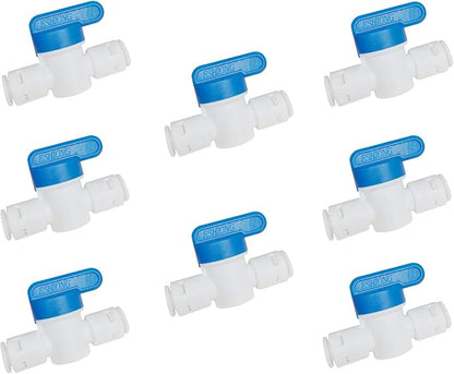 1/4" Push to Connect Shut Off Ball Valve for RO(Reverse Osmosis) Water Filter,NSF Certified Plastic Quick Connect RO Fittings(8 pcs)