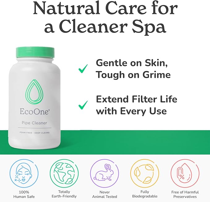 ecoone Filter Cleaner All-Natural Spa & Hot Tub Filter Cleaner | Foam-Free, Chlorine-Free, & Phosphate-Free Spa Filter Cleaner | Prolongs Filter Life and Leaves No Residue, 8 Oz