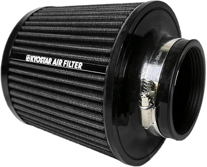 KYOSTAR Universal 3" (76mm) High-Flow Air Filter, Reusable Cone Cold Air Intake, High Performance, Washable, Clamp-On Car High Flow Dry Air Kit, Flange Diameter: 3 Inch, Filter Height: 6.4 Inch, Black