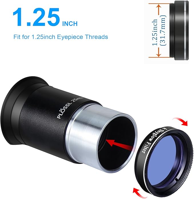 Telescope 1.25" Moon & Sky-Glow Filter for Celestron, Orion, Sky-Watcher, Meade, William and Any Brands Models (1.25 inch, Moon)