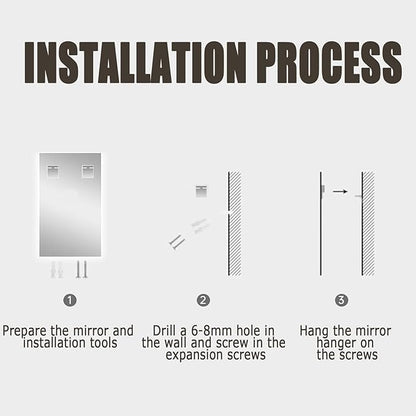 Backlit LED Illuminated Bathroom Mirror with LED Lights, Lighted Bathroom Makeup Wall Mounted Mirror with Demister Pad, Sensor Touch Switch, Horizontal/Vertical(B,H40*W60CM/H15.7*W23.6IN)