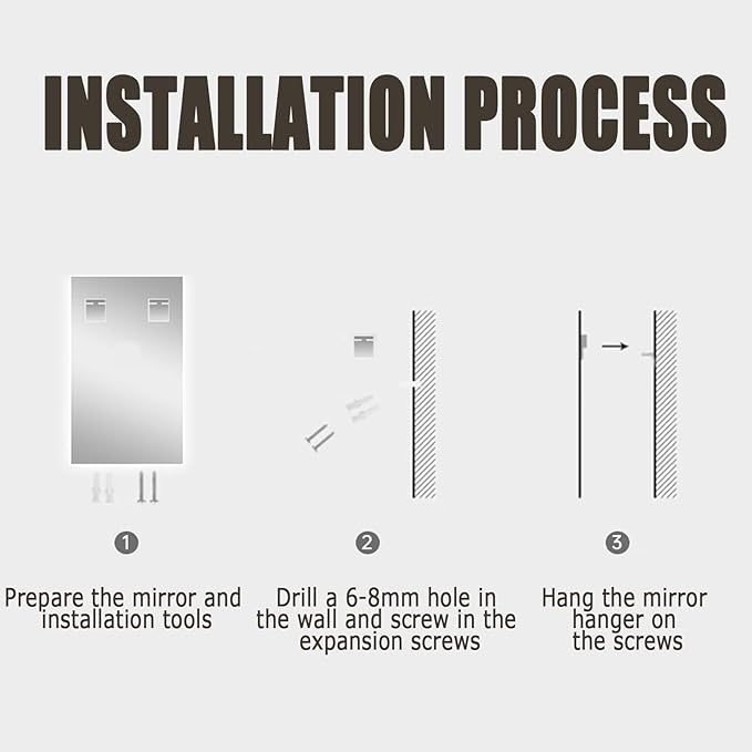 Backlit LED Illuminated Bathroom Mirror with LED Lights, Lighted Bathroom Makeup Wall Mounted Mirror with Demister Pad, Sensor Touch Switch, Horizontal/Vertical(A,H60*W80CM/H23.6*W31.4IN)